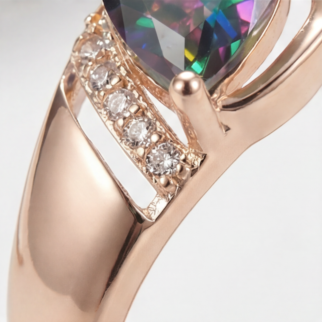 ROSE GOLD COLOURED STONE RING