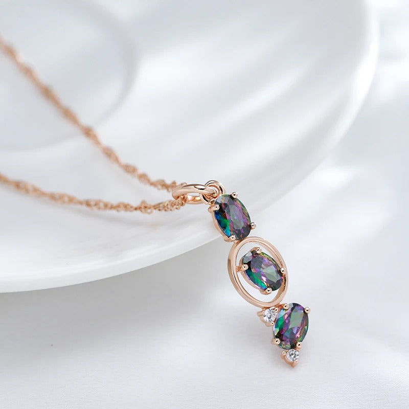 ROSE GOLD BLUE STONE NECKLACE
