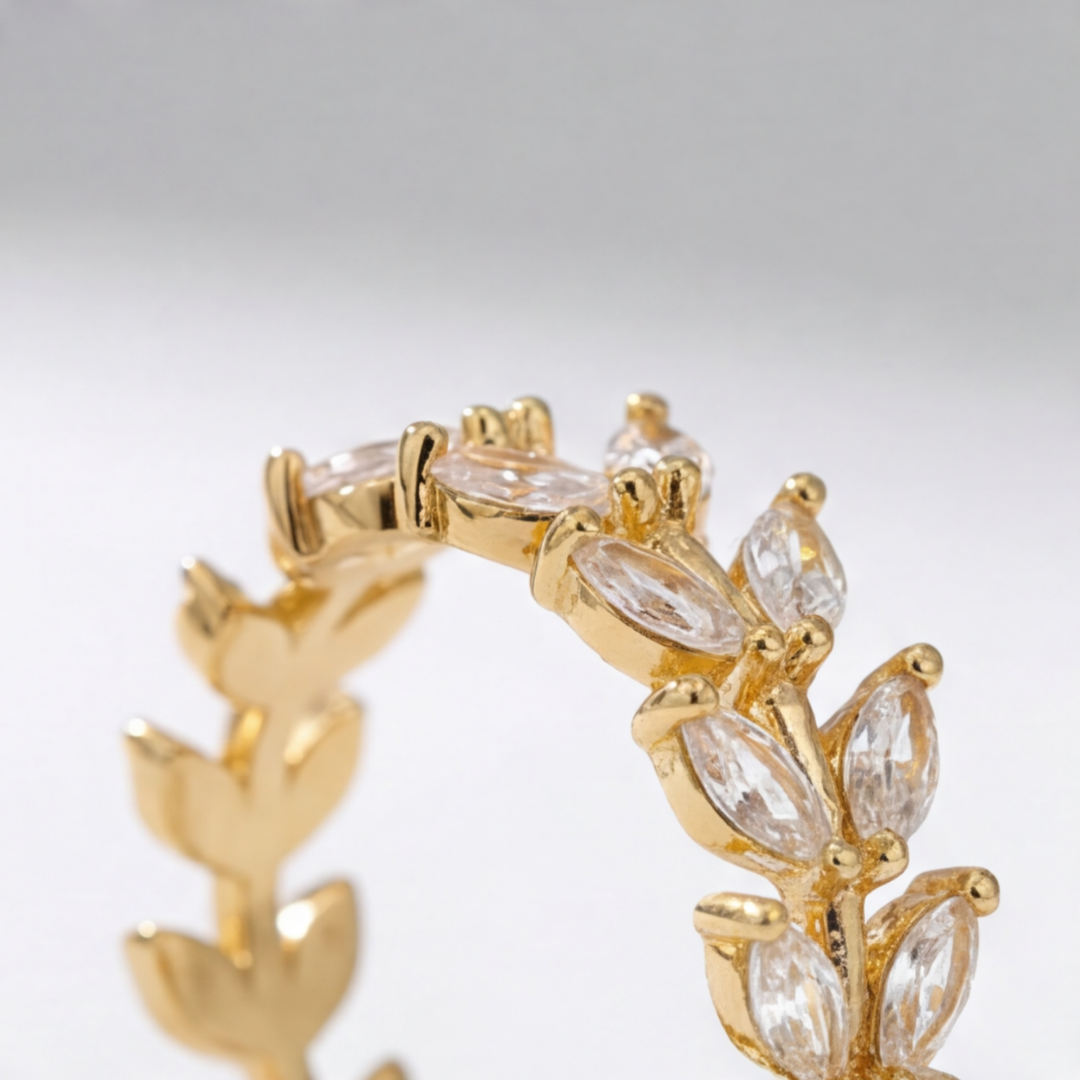 GOLDEN LEAF SPARKLE RING