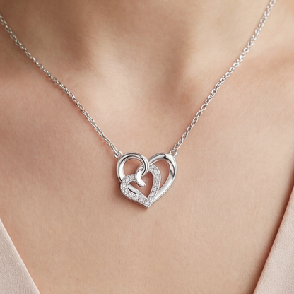 SILVER CONNECTED HEART NECKLACE