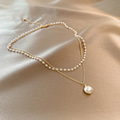 GOLDEN DOUBLE PEARL NECKLACE