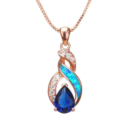 ROSE GOLD TEARDROP OPAL NECKLACE
