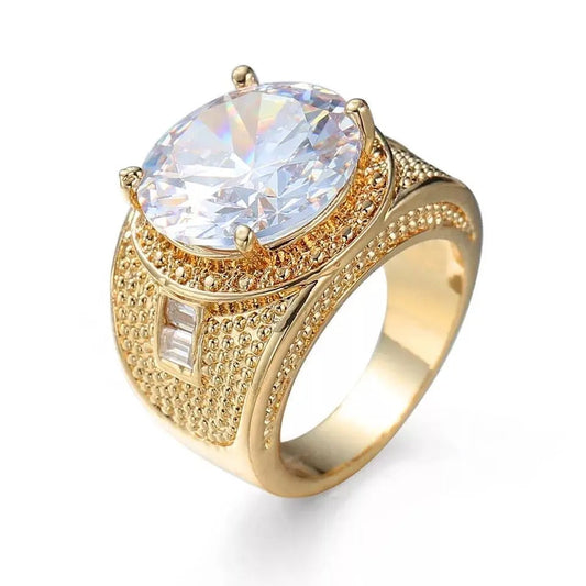 GOLDEN ROUND STATEMENT RING