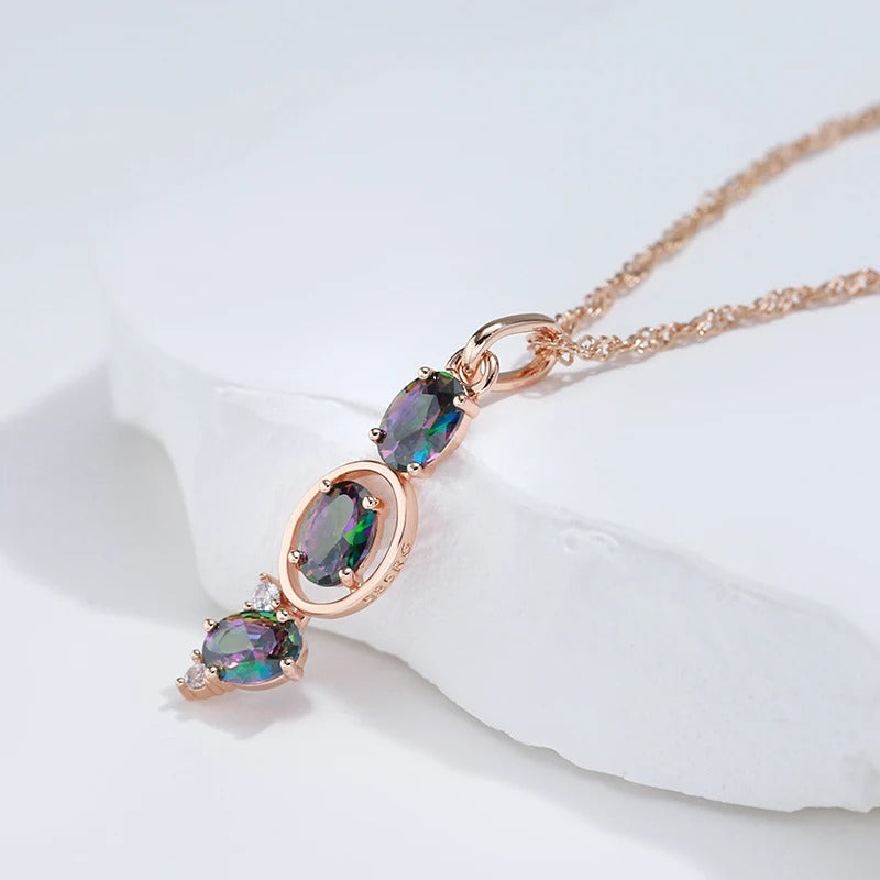 ROSE GOLD BLUE STONE NECKLACE