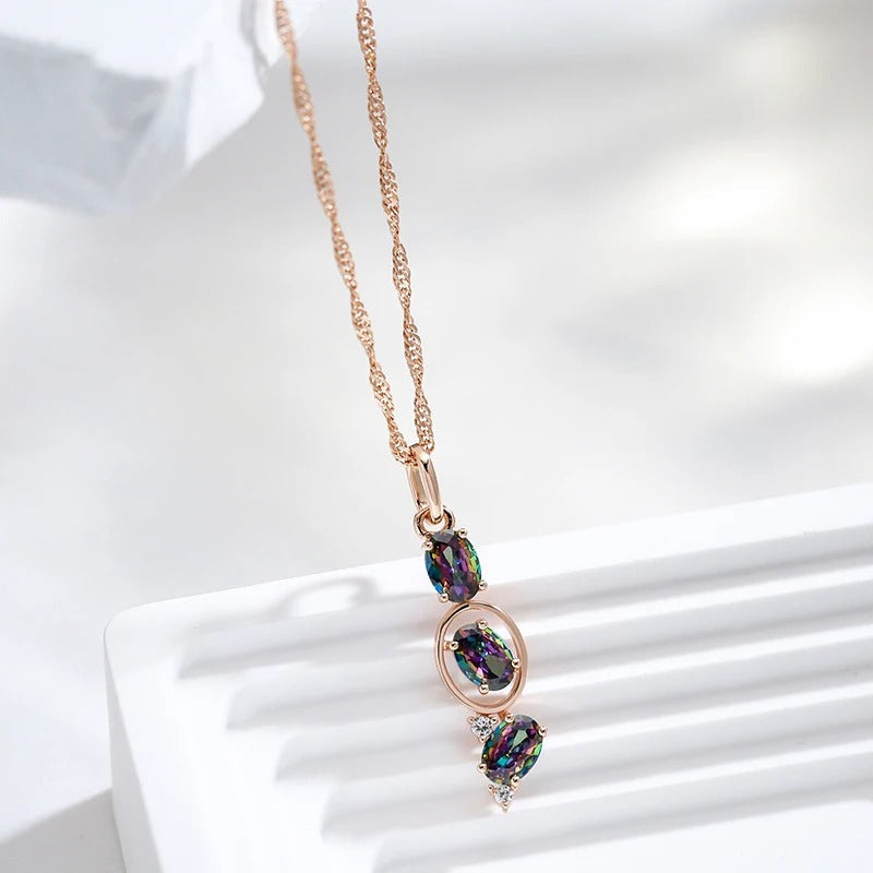 ROSE GOLD BLUE STONE NECKLACE