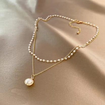 GOLDEN DOUBLE PEARL NECKLACE