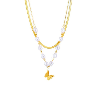 GOLDEN MULTI-STONE BUTTERFLY NECKLACE