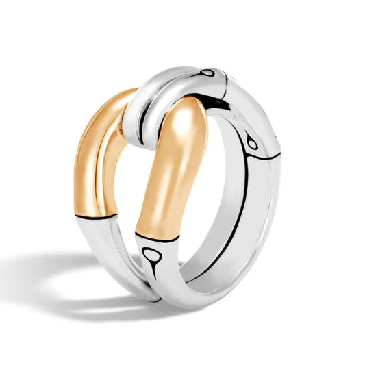 DUAL TONE CHAIN DETAIL RING