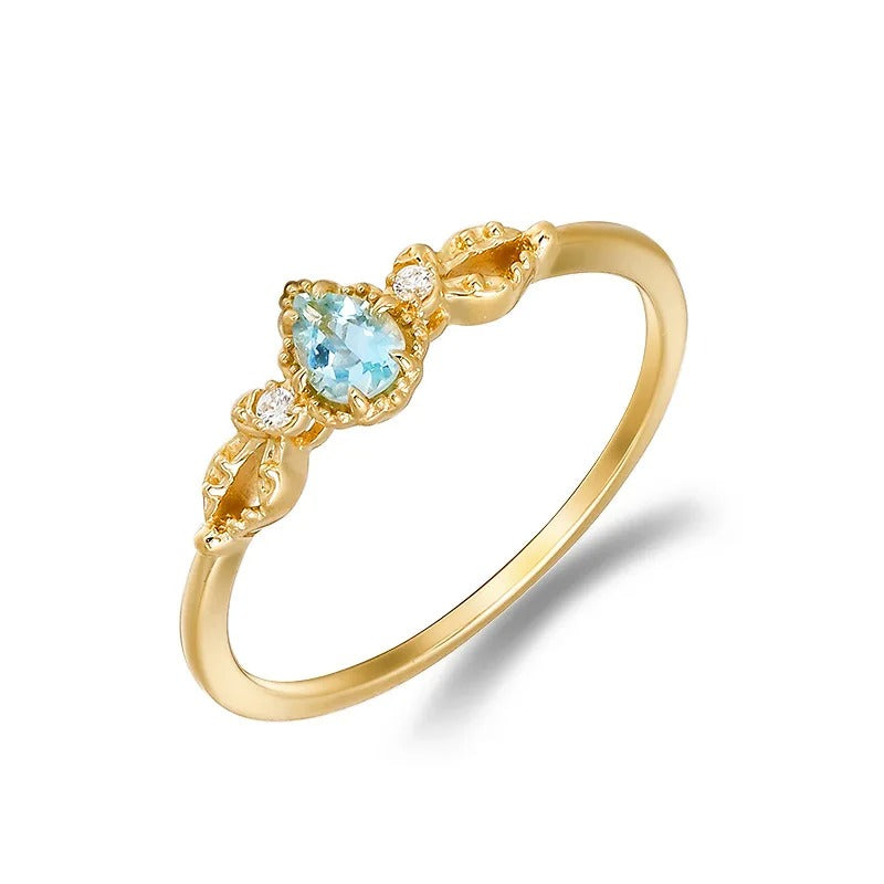 BLUE PEAR STONE RING